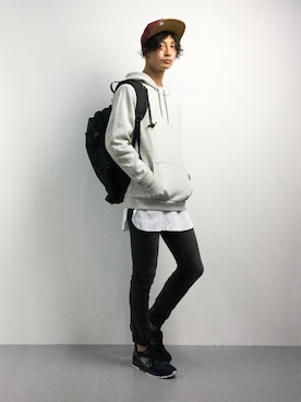 「MONKEY TIME（モンキータイム）のアイテム（Tシャツ/カットソー）」を使った、RENさん（メンズ・176cm）の秋コーディネート