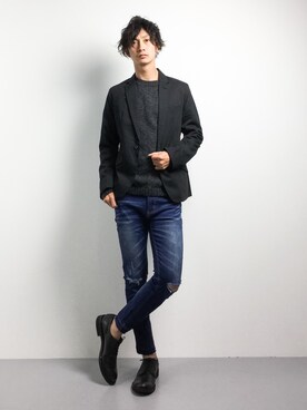 「８(eight)（エイト）のアイテム（テーラードジャケット）」を使った、RENさん（メンズ・176cm）の秋コーディネート