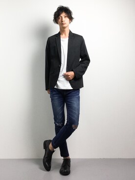 「８(eight)（エイト）のアイテム（テーラードジャケット）」を使った、RENさん（メンズ・176cm）の秋コーディネート