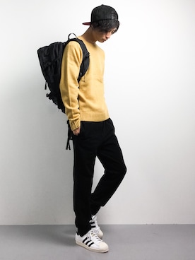「hALON（アーロン）のアイテム（帽子）」を使った、RENさん（メンズ・176cm）の秋コーディネート