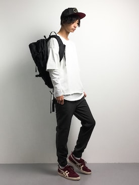 「hALON（アーロン）のアイテム（帽子）」を使った、RENさん（メンズ・176cm）の秋コーディネート