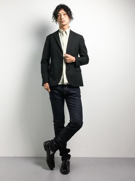 「SHIPS JET BLUE（シップスジェットブルー）のアイテム（デニムパンツ）」を使った、RENさん（メンズ・176cm）の秋コーディネート