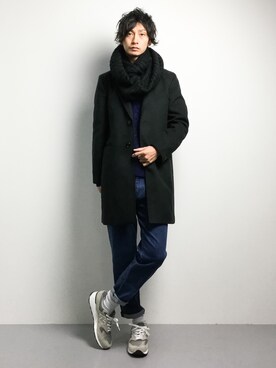 「JUNRED（ジュンレッド）のアイテム（チェスターコート）」を使った、RENさん（メンズ・176cm）の秋コーディネート