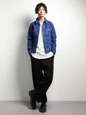 「RAGEBLUE（レイジブルー）の＜トレンドのロング丈＞ワッフルロングカットソー/733404（Tシャツ/カットソー）」を使った、RENさん（メンズ・176cm）の秋コーディネート