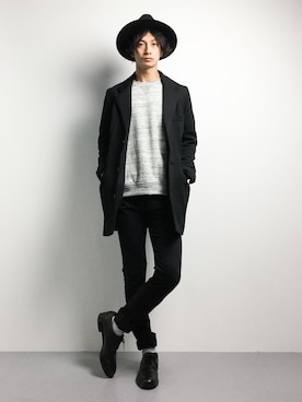 「CIAOPANIC TYPY（チャオパニックティピー）のアイテム（チェスターコート）」を使った、RENさん（メンズ・176cm）の秋コーディネート