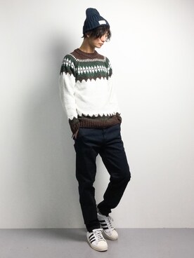 「スラックスパンツ」｜「アイテム（ニットキャップ/ビーニー）」を使った、RENさん（メンズ・176cm）の秋コーディネート