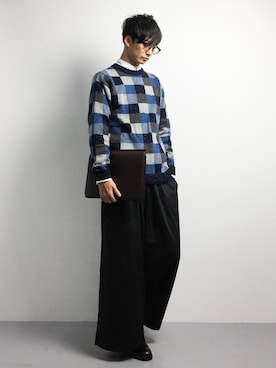 「unrelaxing（アンリラクシング）のアイテム（スラックス）」を使った、RENさん（メンズ・176cm）の冬コーディネート