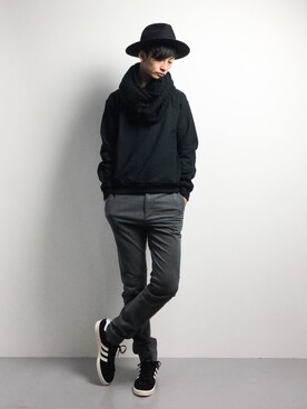 「unrelaxing（アンリラクシング）のアイテム（スウェット）」を使った、RENさん（メンズ・176cm）の冬コーディネート