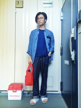 「Vlas Blomme（ヴラスブラム）のアイテム」を使った、URAAKIHIKOさん（メンズ・170cm）の夏コーディネート