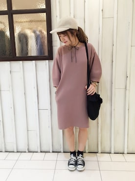 「フリルトート」｜「アイテム（ワンピース/ドレス）」を使った、erina 🌿さん（レディース・153cm）の秋コーディネート