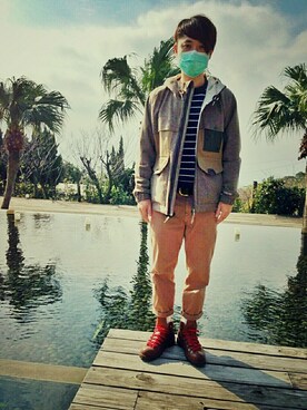 「02DERIV.（ツーディライヴ）のアイテム」を使った、葉小光さん（メンズ・167cm）の秋コーディネート