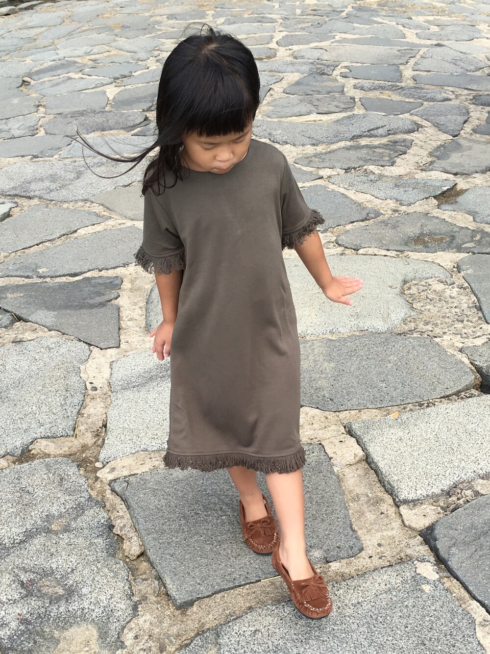 「F.O.KIDSのアイテム（ワンピース、グリーン系）」を使った、haru_natu_sakuさん（キッズ・100cm）の夏コーディネートの1枚目の写真