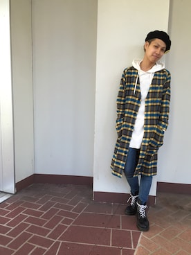 「WEGO（ウィゴー）のアイテム（ハンチング/ベレー帽）」を使った、POP☺︎さん（メンズ・168cm）の秋コーディネート