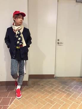 「星条旗」｜「アイテム（スタジャン）」を使った、POP☺︎さん（メンズ・168cm）の秋コーディネート
