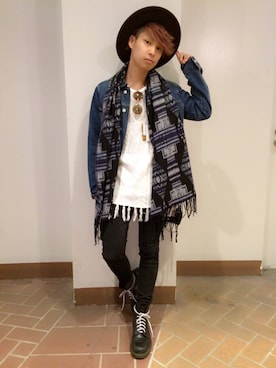 「ツバ広ハット」｜POP☺︎さん（メンズ・168cm）の秋コーディネート