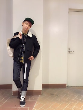 「Denime（ドゥニーム）のアイテム」を使った、POP☺︎さん（メンズ・168cm）の秋コーディネート