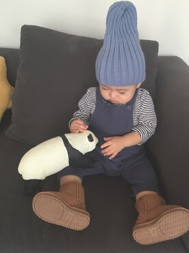 「ブルー」｜「アイテム（サロペット/オーバーオール）」を使った、yuuu.さん（キッズ・80cm）の秋コーディネート