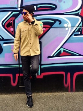 「uniform experiment」｜「アイテム（スウェット）」を使った、TAKAOさん（メンズ・167cm）の冬コーディネート