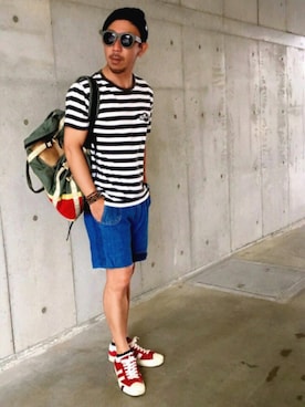 「BARTACK（バータック）のアイテム」を使った、TAKAOさん（メンズ・167cm）の夏コーディネート