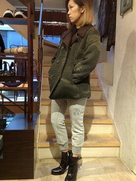 「B'2nd（ビーセカンド）のアイテム（ピーコート）」を使った、B'2nd shinjuku LADYSさん（レディース・156cm）の秋コーディネート