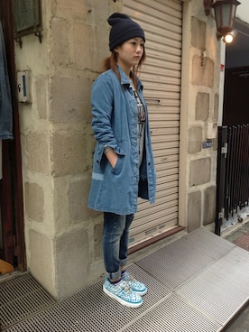 「C-PLUS（シープラス）のアイテム（帽子）」を使った、B'2nd shinjuku LADYSさん（レディース・157cm）の春コーディネート
