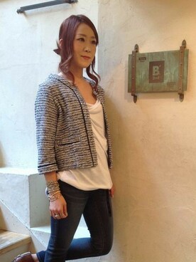 「海外セレブ風」｜「アイテム（ノーカラージャケット）」を使った、B'2nd shinjuku LADYSさん（レディース・156cm）の夏コーディネート
