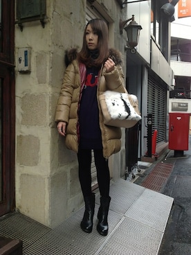 「B'2nd（ビーセカンド）のアイテム（ダウンジャケット/コート）」を使った、B'2nd shinjuku LADYSさん（レディース・156cm）の冬コーディネート