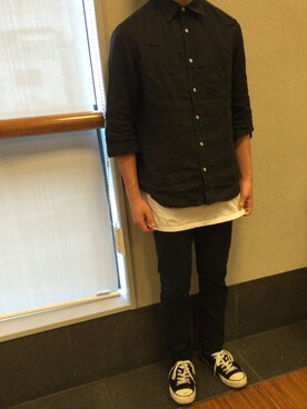 「HERE'S（HERE'S）のアイテム（トップス）」を使った、M・NAOKIさん（メンズ・166cm）の春コーディネート