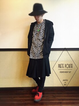 「alexanderwang（アレキサンダーワン）のアイテム（パーカー、ブラック系）」を使った、TAKESHI ISHIIZUMIさん（メンズ・180cm）の春コーディネート