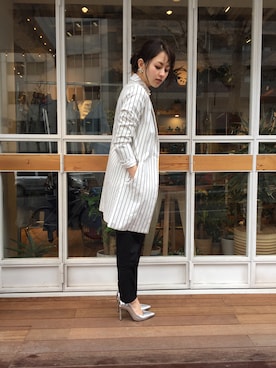 「ストライプジャケット」｜Hinaさん（レディース・156cm）の春コーディネート