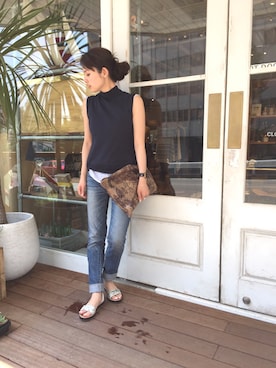 「ハイネックトップス」｜Hinaさん（レディース・156cm）の春コーディネート