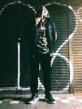 「TAIPEI」｜「アイテム（MA-1）」を使った、Patrick林子訓さん（メンズ・178cm）の冬コーディネート
