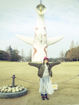 「OPENING CEREMONY（オープニングセレモニー）のアイテム（スウェット）」を使った、さちこさん（レディース・154cm）の冬コーディネート