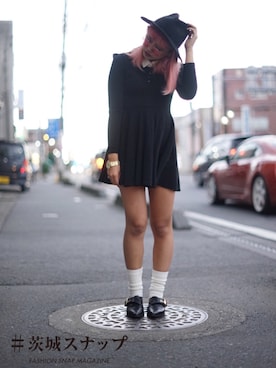 「茨城スナップ」｜「アイテム（ワンピース/ドレス）」を使った、Kana Okayamaさん（レディース・161cm）の秋コーディネート