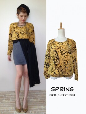 「OWL（オウル）のアイテム（トップス）」を使った、レディース古着OWLさん（レディース・160cm）の春コーディネート