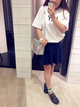 「skirt」｜「アイテム（アナログ腕時計）」を使った、Tara_yutungさん（レディース・157cm）の夏コーディネート