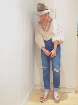 「Another Edition」｜「アイテム（サンダル）」を使った、shokoさん（レディース・142cm）の冬コーディネート