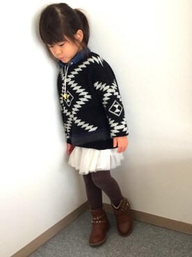 「VANANA（バナナ）のアイテム」を使った、しゅかさん（キッズ・90cm）の冬コーディネート