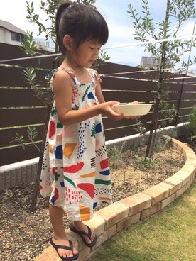 「bobochoses」｜「アイテム（ワンピース/ドレス）」を使った、しゅかさん（キッズ・90cm）の夏コーディネート