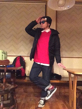 「TRIP（トリップ）のアイテム」を使った、Hiroki Matsudaさん（メンズ・165cm）の冬コーディネート