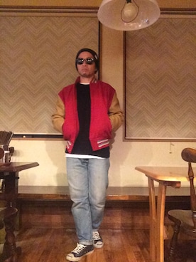 「ジャックパーセル」｜「アイテム（スタジャン）」を使った、Hiroki Matsudaさん（メンズ・165cm）の冬コーディネート
