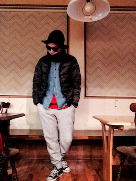 「HVC（エイチブイシー）のアイテム（帽子）」を使った、Hiroki Matsudaさん（メンズ・165cm）の春コーディネート