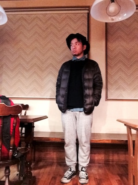「HVC（エイチブイシー）のアイテム（帽子）」を使った、Hiroki Matsudaさん（メンズ・165cm）の春コーディネート