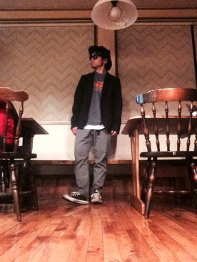 「HVC（エイチブイシー）のアイテム（帽子）」を使った、Hiroki Matsudaさん（メンズ・165cm）の春コーディネート