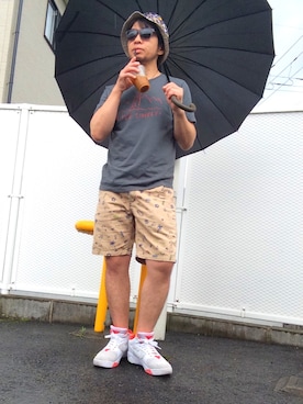 「BACK STYLE フェス vol2 告知」｜「アイテム（帽子）」を使った、Hiroki Matsudaさん（メンズ・165cm）の夏コーディネート