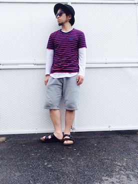 「BACK STYLE フェス vol2 告知」｜「アイテム（帽子）」を使った、Hiroki Matsudaさん（メンズ・165cm）の夏コーディネート