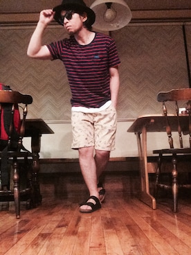 「HVC（エイチブイシー）のアイテム（帽子）」を使った、Hiroki Matsudaさん（メンズ・165cm）の夏コーディネート