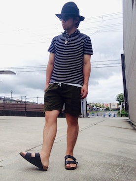 「HVC（エイチブイシー）のアイテム（帽子）」を使った、Hiroki Matsudaさん（メンズ・165cm）の夏コーディネート