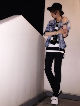 「Buffalo Bobs（バッファローボブズ）のアイテム（帽子）」を使った、D A I K I ☆さん（メンズ・177cm）の夏コーディネート