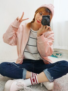 「BLANC..（ブラン）のアイテム（ジャケット/アウター）」を使った、bullangさん（レディース・164cm）の春コーディネート